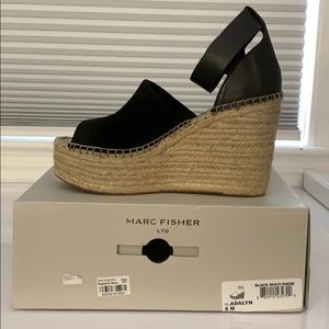 Black, suede “Adalyn” wedge